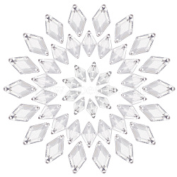 Elite 300Pcs 3 Styles Acrylic Sew on Rhinestone, 2-Hole Links, Costume Accessories, Rhombus, Clear, 15~24x8.5~14x3.5~4.5mm, Hole: 1~1.2mm, 100pcs/style(MACR-PH0001-76A)