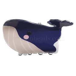 PVC Claw Hair Clips, Cartoon Hair Accessories, Whale, 84x52x52mm(PW-WG69729-04)