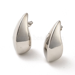 Teardrop Rack Plating Brass Stud Earrings, Cadmium Free & Lead Free, Platinum, 33x16mm(EJEW-M240-10P)