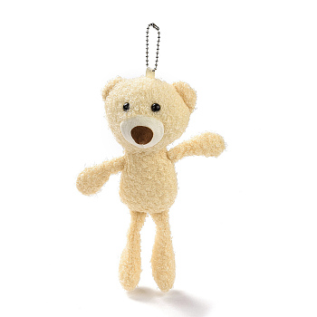 PP Cotton Mini Animal Plush Toys Bear Pendant Decoration, with Ball Chain, Moccasin, 255mm