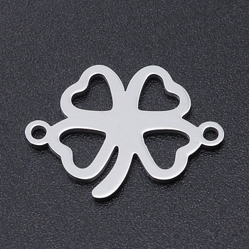 201 Stainless Steel Links connectors, Clovers, Stainless Steel Color, 19.5x14x1mm, Hole: 1.4mm