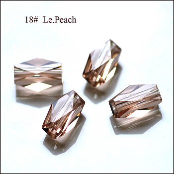 Imitation Austrian Crystal Beads, Grade AAA, Faceted, Column, PeachPuff, 8x5.5mm, Hole: 0.7~0.9mm