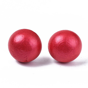 Pearlized Half Round Schima Wood Earrings for Girl Women, Stud Earrings with 316 Surgical Stainless Steel Pins, Red, 11x4.5mm, Pin: 0.7mm