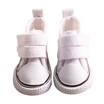 Imitation Leather Doll Casual Canvas Shoes, for BJD Doll Accessories, White, 50x30x25mm