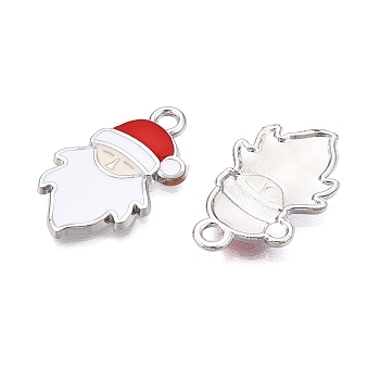 Christmas Theme Alloy Enamel Pendants, Cadmium Free & Lead Free, Platinum, Santa Claus, 24x14.5x2mm, Hole: 2mm