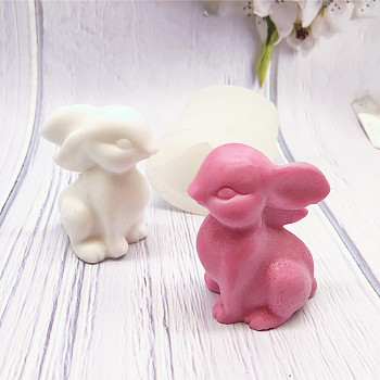 Rabbit DIY Candle Silicone Molds, Resin Casting Molds, For UV Resin, Epoxy Resin Jewelry Making, White, 6.4x4.9x7.7cm