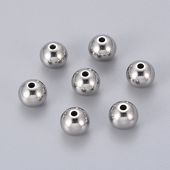201 Stainless Steel Beads, Round, 10mm, Hole: 1.5mm