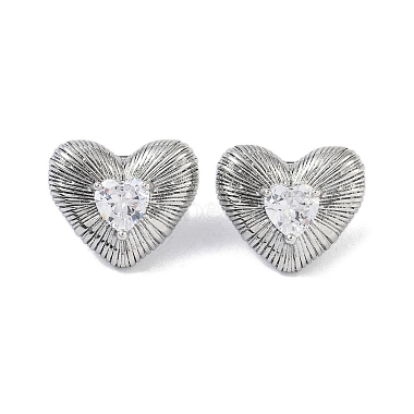 Clear Heart Cubic Zirconia Stud Earrings