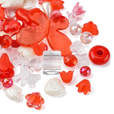 Red Mixed Shapes Acrylic Beads