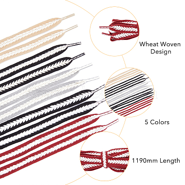 супернаходки 5 пары 5 цвета двухцветные плоские плетеные шнурки из полиэстера(DIY-FH0005-41B-02)-5