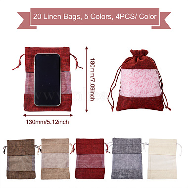 Cheriswelry 20Pcs 5 Colors Burlap Packing Pouches(ABAG-CW0001-01)-3