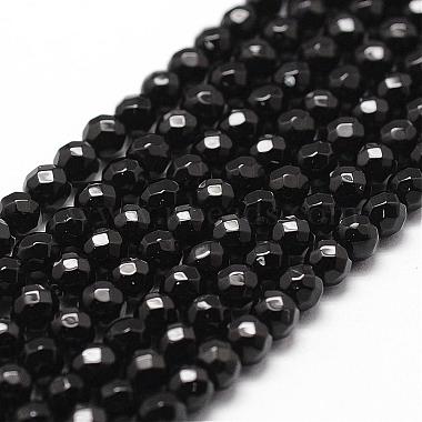 4mm Black Round Black Agate Beads