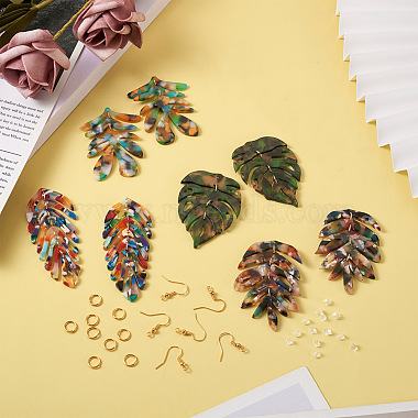 DIY Monstera Leaf Dangle Earring Making Kits(DIY-BY0001-38)-5