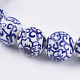 Perles en porcelaine bleue et blanche manuelles(PORC-G002-12)-3