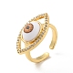 Cubic Zirconia Horse Eye Open Cuff Ring with Acrylic(RJEW-B042-02G)-4