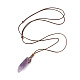 Natural Amethyst Nugget Pendant Necklace with Waxed Cord for Women(NJEW-F306-01B)-2