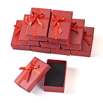 Cardboard Paper Jewelry Set Boxes, Rectangle with Bowknot, Indian Red, 5.05x8x2.7cm(X1-AJEW-TAC0035-03A)
