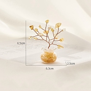 Natural Yellow Quartz Chips Tree Decorations, Copper Wire Feng Shui Energy Stone Gift for Home Desktop Decoration, 65x63x25mm(PW-WG14985-03)