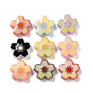 Opaque Acrylic Beads, with Enamel, Sakura, Mixed Color, 25x26x9mm, Hole: 3mm(MACR-D029-05A)