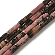 Natural Rhodonite Beads Strands, Column, 13.5~14x4~4.5mm, Hole: 1.2mm, about 28pcs/strand, 15.16''(38.5cm)(G-D464-35)