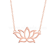 SHEGRACE 925 Sterling Silver Pendant Necklace, with Lotus Flower Pendant(Chain Extenders Random Style), Rose Gold, 15.74 inch (400mm)(JN37C)