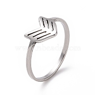 201 Stainless Steel Arrows Finger Ring for Women, Stainless Steel Color, US Size 6 1/2(16.9mm)(RJEW-J051-10P)