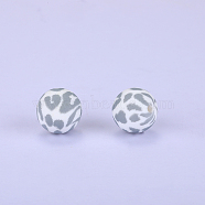 Printed Round Silicone Focal Beads, Gray, 15x15mm, Hole: 2mm(SI-JX0056A-89)