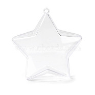 Openable Transparent Plastic Pendants, Fillable Plastic Bauble Christmas Ornament, Star, Clear, 75x70x35.5mm, Hole: 3mm, Inner Diameter: 56x97mm.(FIND-H029-01C)