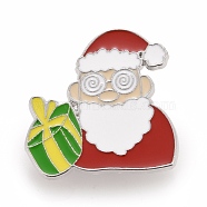 Christmas Santa Claus and Gifts Enamel Pin, Alloy Badge for Backpack Clothes, Platinum, Colorful, 29.5x30x1.6mm(JEWB-G010-20P)