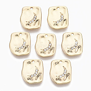Alloy Charms, with Crystal Rhinestone, Cadmium Free & Nickel Free & Lead Free, Rounded Square, Real 18K Gold Plated, 14x11.5x2mm, Hole: 1.2mm(PALLOY-S135-019-NR)