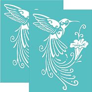 Self-Adhesive Silk Screen Printing Stencil, for Painting on Wood, DIY Decoration T-Shirt Fabric, Turquoise, Bird Pattern, 195x140mm(DIY-WH0337-023)