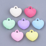 Opaque Solid Color Acrylic Pendants, Heart, Mixed Color, 18x18x5.5mm, Hole: 2.5mm, about 640pcs/500g(MACR-T030-05)