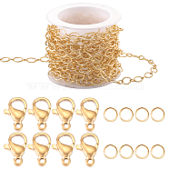 DIY Chain Bracelet Necklace Making Kit, Including Brass Oval Link Chains, 304 Stainless Steel Clasps & Jump Rings, Real 18K Gold Plated, Chain: 5M/set(DIY-BBC0001-30)