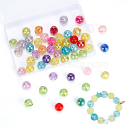 Elite 50Pcs 5 Style AB Color Plated Transparent Acrylic Beads, Faceted, Bubblegum, Round, Mixed Color, 19~20mm, Hole: 2.5mm, about 10pcs/style(OACR-PH0001-96)