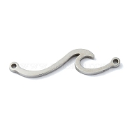 Non-Tarnish 304 Stainless Steel Connector Charms, Wave Shaped Links, Stainless Steel Color, 7.5x30x1mm, Hole: 1.2mm(STAS-C097-59P)