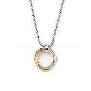 Zinc Alloy Pendant Necklaces, 201 Stainless Steel Chains Necklaces, Ring, 23.62 inch(60cm)(NJEW-M211-12B-GP)