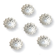 304 Stainless Steel Bead Caps, Multi-Petal, Flower, Stainless Steel Color, 5.7x1.4mm, Hole: 1.2mm(STAS-H149-27P)