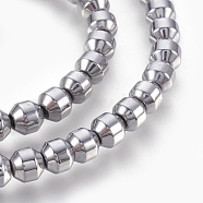 Electroplated Non-magnetic Synthetic Hematite Bead Strand, Round, Faceted, Platinum Plated, 6x6mm, Hole: 0.7mm, about 67pcs/strand, 15.7 inch(40cm)(G-E498-12A-04)