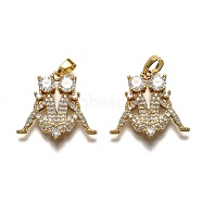 Brass Clear Cubic Zirconia Constellation Charms, Long-Lasting Plated, Real 18K Gold Plated, Gemini, 20x20x3mm, Hole: 4.5x2mm(KK-J278-33G-C)