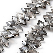 Electroplate Rhombus Glass Beads Strands, Faceted, Pear Lurster Plated, Gray, 13x8x4mm, Hole: 1.2mm, about 99~100pcs/strand, 15.35''(39cm)(EGLA-A036-12A-PL03)