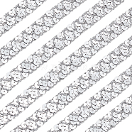 Plastic & Polyester Paillette Elastic Beads, Sequins Beads, Ornament Accessories, 2 Rows Paillette Roll, Flat Round, Silver, 15~16x1mm, 13m/card(OCOR-WH0082-04A)