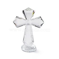 Natural Quartz Crystal Cross Figurines, for Home Desktop Decoration, Clear, 50x100x150mm(AJEW-H154-01A)