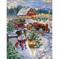 DIY Christmas Theme Rectangle Diamond Painting Kit, Including Resin Rhinestones Bag, Diamond Sticky Pen, Tray Plate and Glue Clay, Snowman, 400x300mm(XMAS-PW0001-154-08)