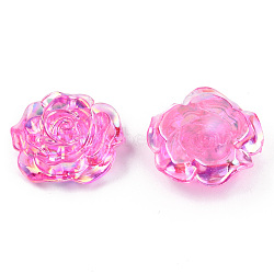 Transparent ABS Plastic Cabochons, AB Color Plated, Rose, Hot Pink, 24x23.5x9mm(KY-N021-02-B02)