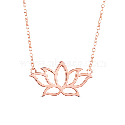 SHEGRACE 925 Sterling Silver Pendant Necklace, with Lotus Flower Pendant(Chain Extenders Random Style), Rose Gold, 15.74 inch (400mm)(JN37C)