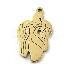 Mother's Day 201 Stainless Steel Pendants, Pregnant Woman Charm, Golden, 17x10.5x1mm, Hole: 1.2mm, 5pcs/bag(STAS-H188-01D-G)