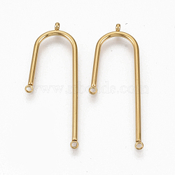 304 Stainless Steel Asymmetric Length Chandelier Component Links, 3 Loop Connectors, Arch, Golden, 39.5x14x1.5mm, Hole: 1.5mm(X-STAS-T050-029G)