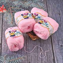 Baby Yarns, with Cotton, Silk and Cashmere, Pearl Pink, 1mm, about 50g/roll, 6rolls/box(YCOR-R028-YBB29)