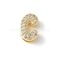 Brass Micro Pave Clear Cubic Zirconia Initial Multi-strand Links, Real 18K Gold Plated, Lead Free & Cadmium Free, Long-Lasting Plated, Rack Plating, Letter C, 10x5~9.5x4.5~5mm, Hole: 1.5~3.2x2~8mm(KK-S520-01G-03)