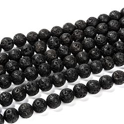 Natural Lava Rock Round Bead Strands, 10mm, Hole: 1mm, about 40pcs/strand, 15.7 inch(X-G-M169-10mm-03)